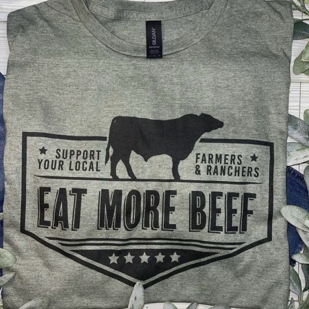 Green “Eat More Beef” tee